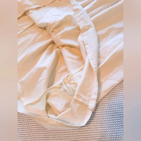 WHO WHAT WEAR Linen Cream Off-White Midi Dress w Tie Bow Chest - Picture 8 of 12